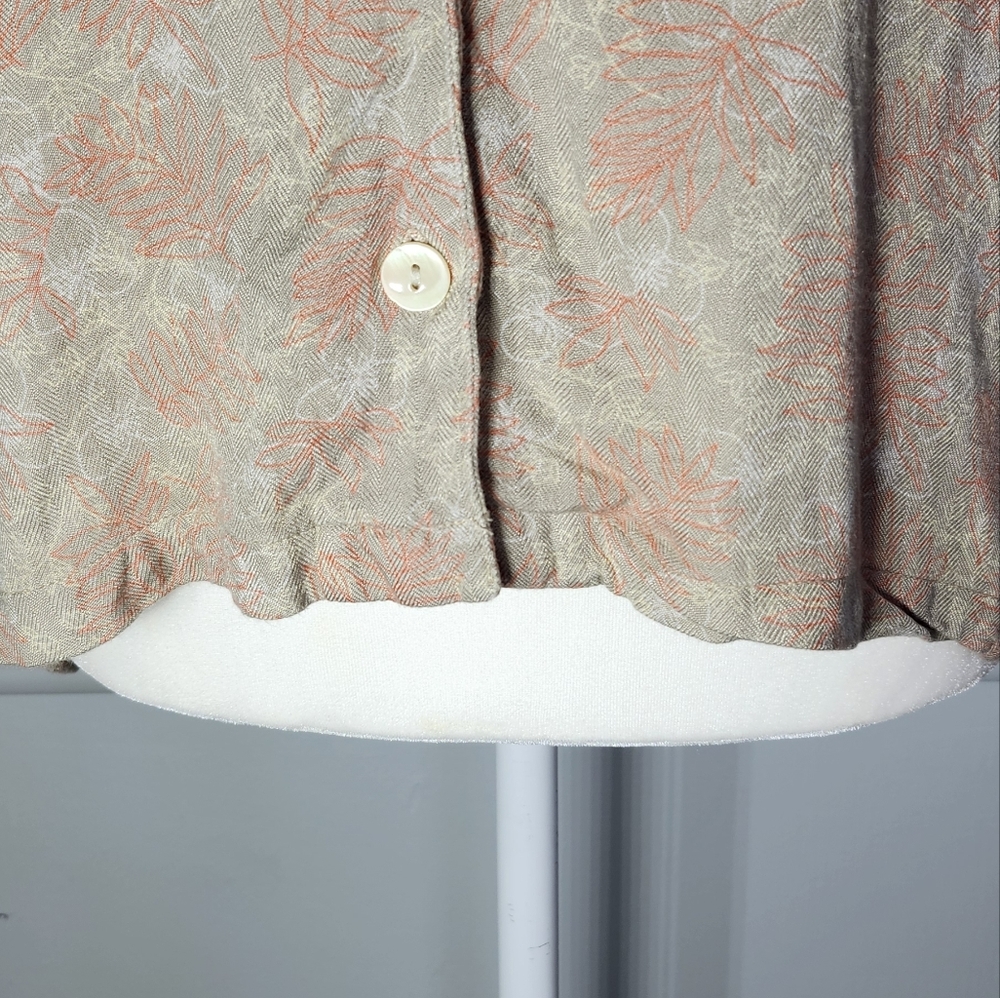 90s Classic Button Down Soft Abstract Leaves Prin… - image 6